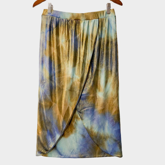 Le Superbe Take it easy Metallic Slit Multicolor Tie dye Skirt Medium - Picture 3 of 8